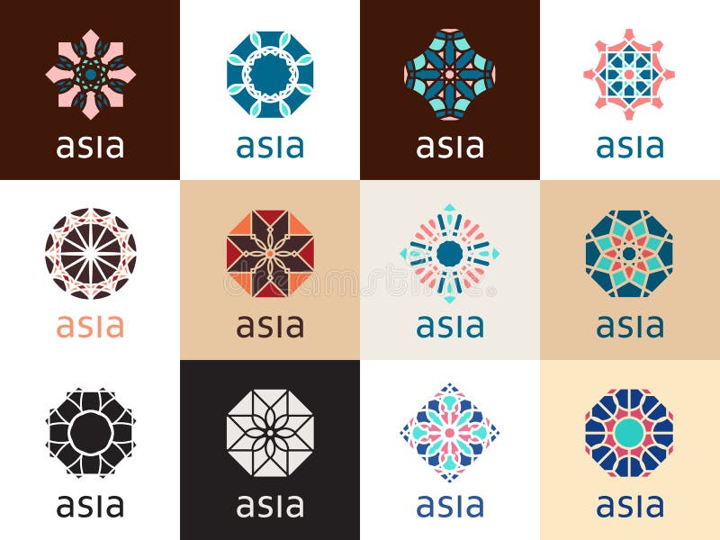 Orientalni geometryczni symbole ilustracji