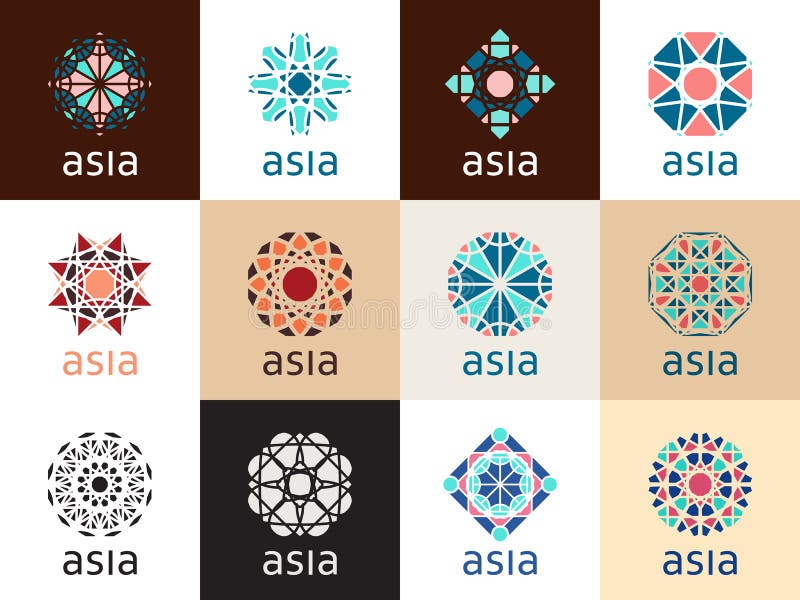 Orientalni geometryczni symbole ilustracja wektor