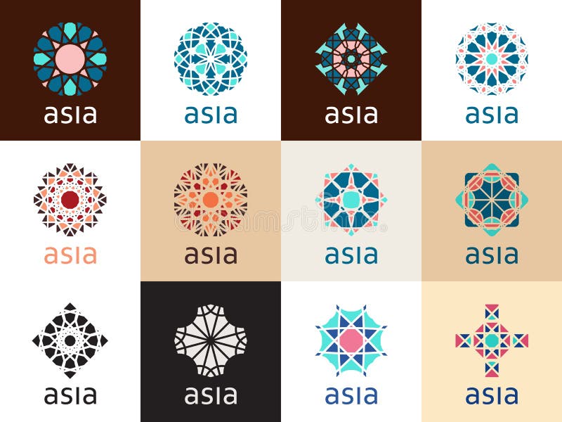 Orientalni geometryczni symbole ilustracja wektor