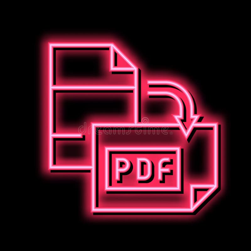 Orientation pdf file neon glow icon illustration royalty free illustration