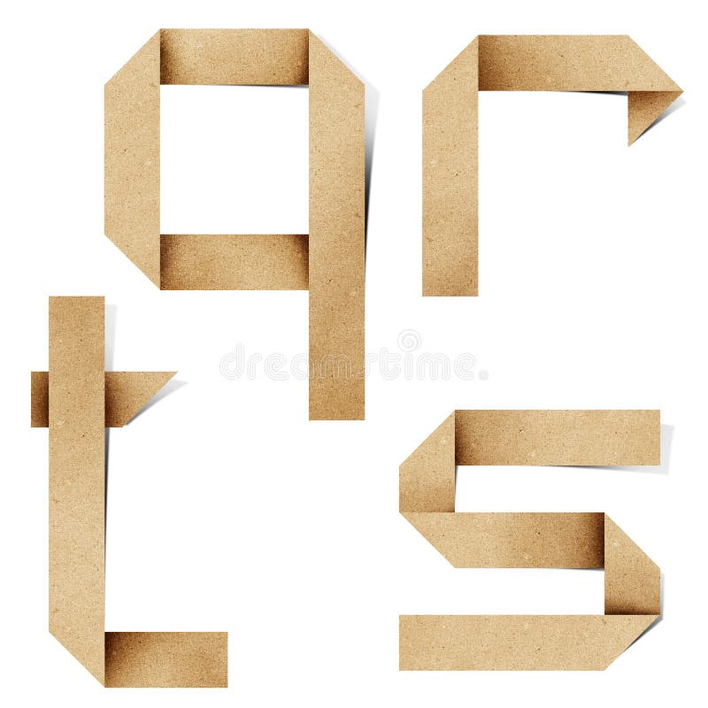 Origami alphabet letters recycled paper craft stock illustration