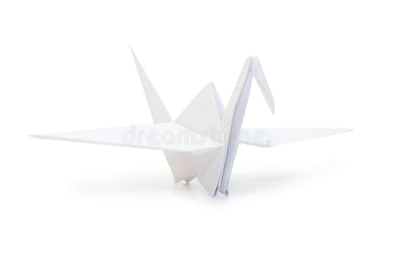 Origami crane isolated over white