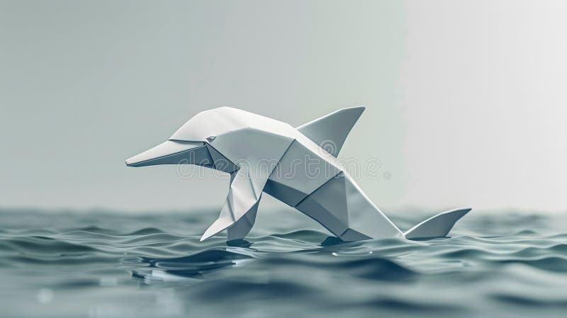 Origami Dolphin – Artistic Paper Folding. vector illustration