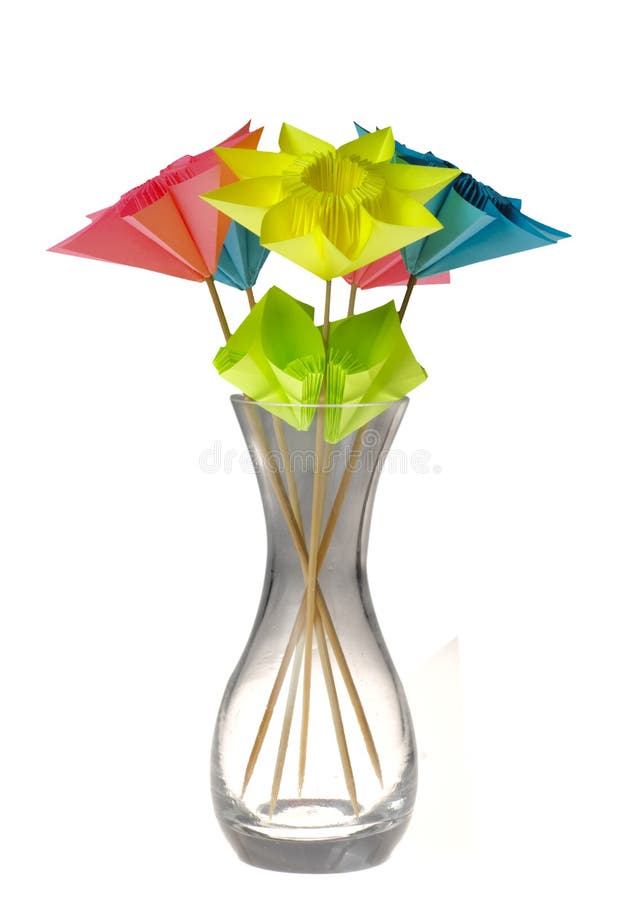 Origami Flowers In Glass Vase Picture. Image 14323074