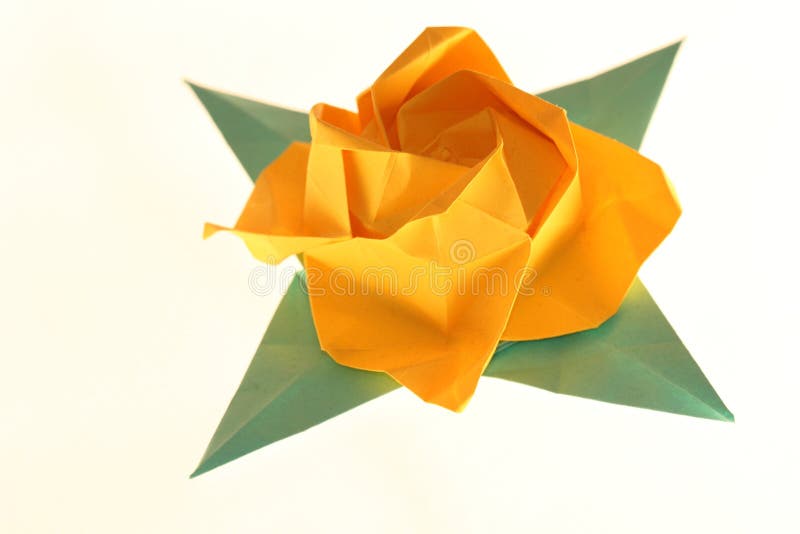 Origami Gelb stieg stockfoto Origami Gelb stieg stockfoto