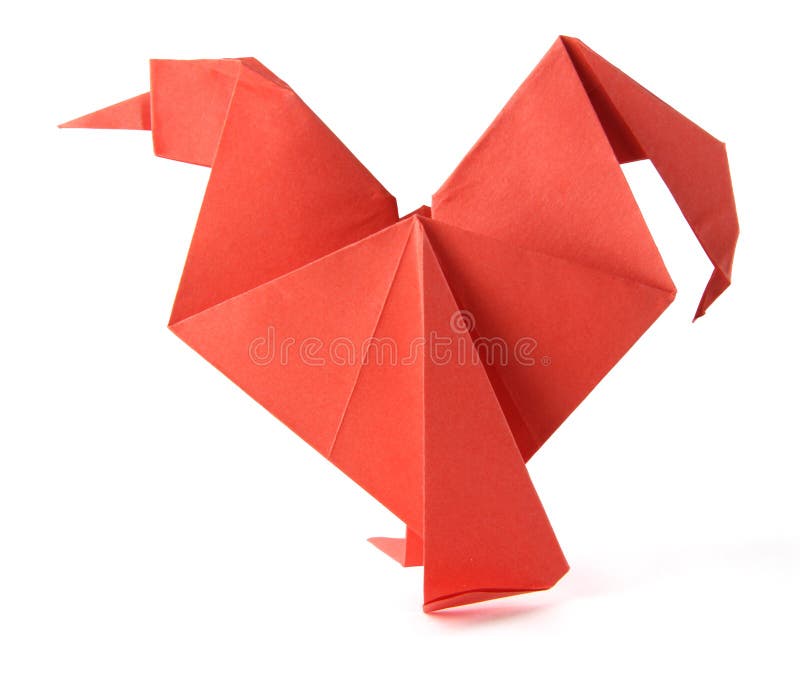 Origami red morning on the white background. Origami red morning on the white background