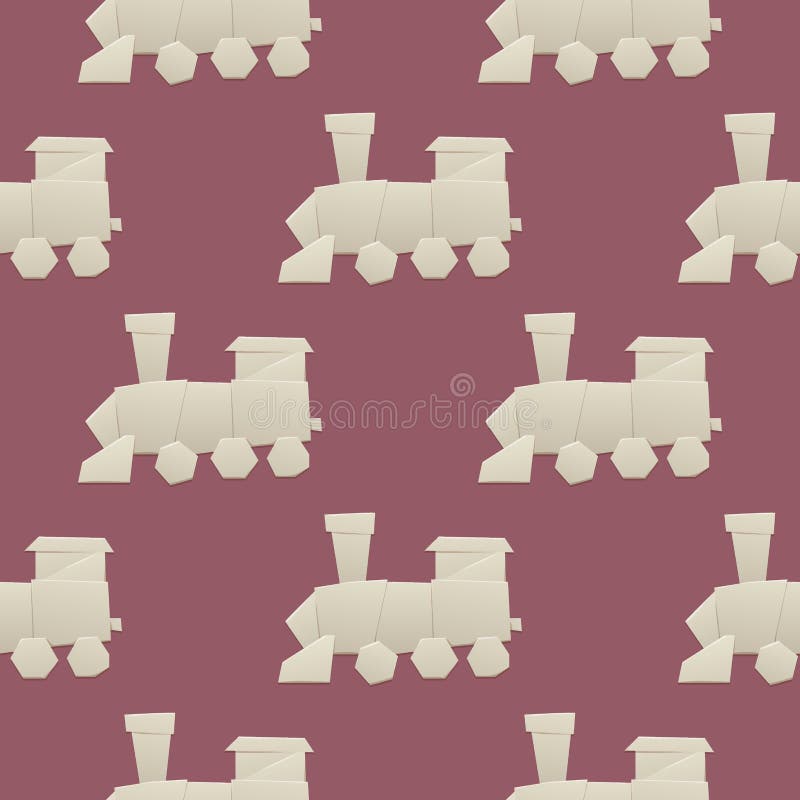 Origami logistic paper train transport seamless pattern original flat travel paper sheet transportation freedom vector vector illustration