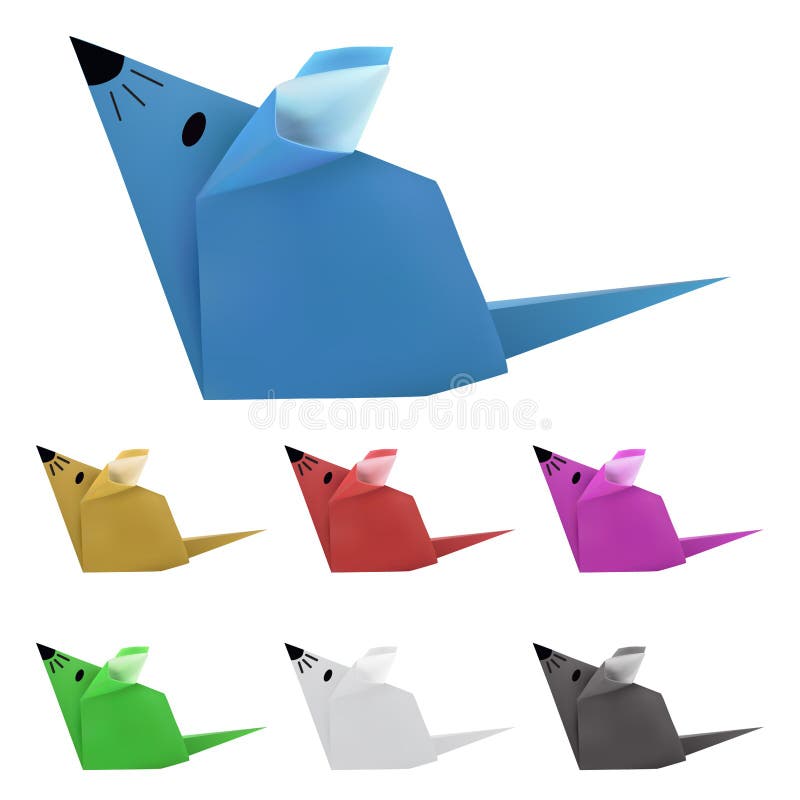 Origami Rat Made Paper Stock Illustrations 9 Origami Rat Made Paper