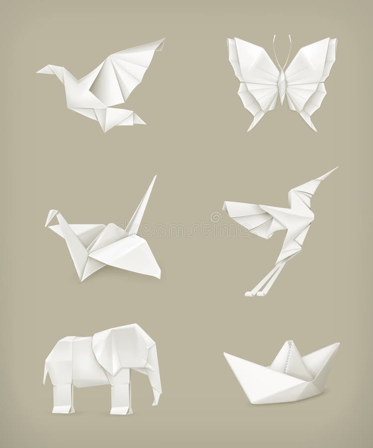 Origami set, white stock illustration