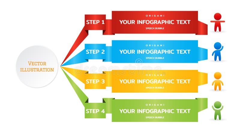 Origami tapeziert Band von 4 Schritten, Wahlen, Stadien, Teile für das infographic Geschäft Bunte nummerierte Fahnenschablone vektor abbildung Origami tapeziert Band von 4 Schritten, Wahlen, Stadien, Teile für das infographic Geschäft Bunte nummerierte Fahnenschablone vektor abbildung