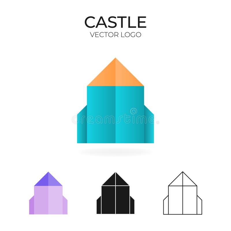 Origami tutorial for kids. Origami cute Castle. royalty free illustration