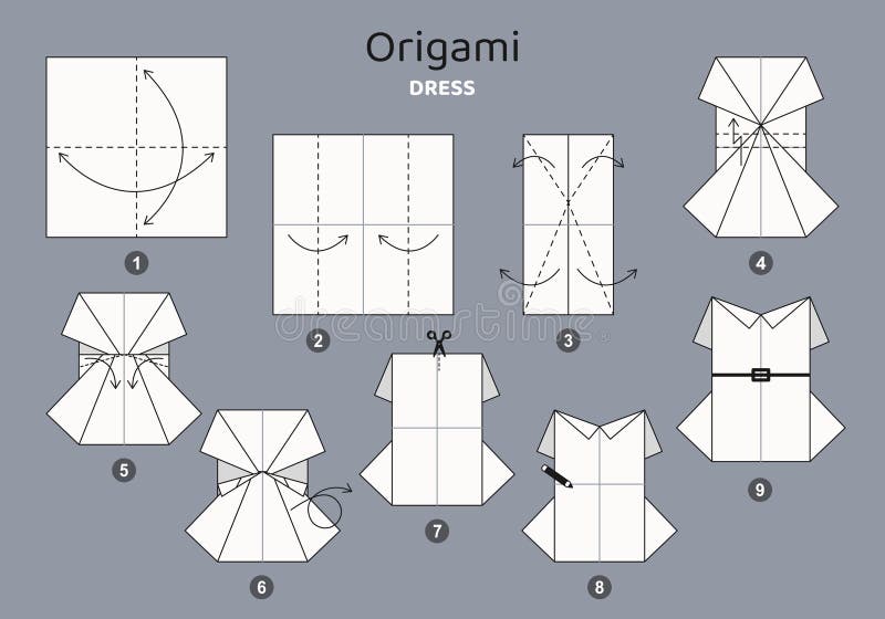 Step Step Instructions How To Make Origami Dress Stock Illustrations ...