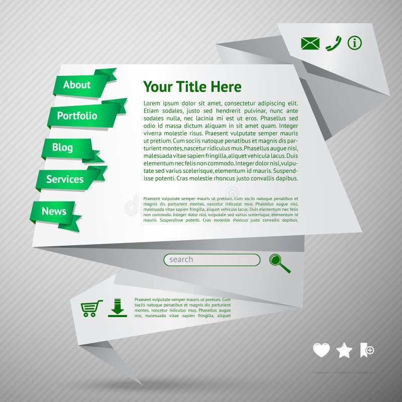 Origami website template vector illustration