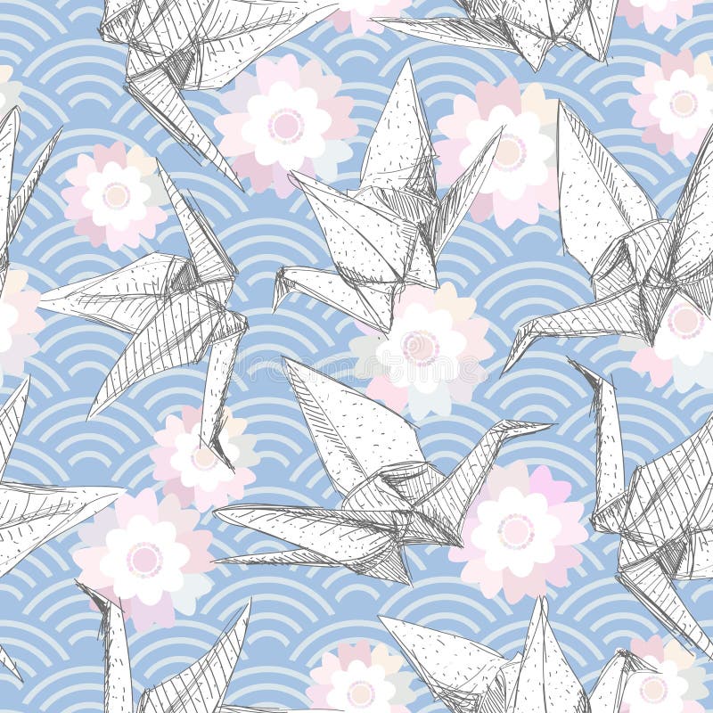 Cranes Wave Japanese Traditional Pattern Stock Illustrations – 26 ...