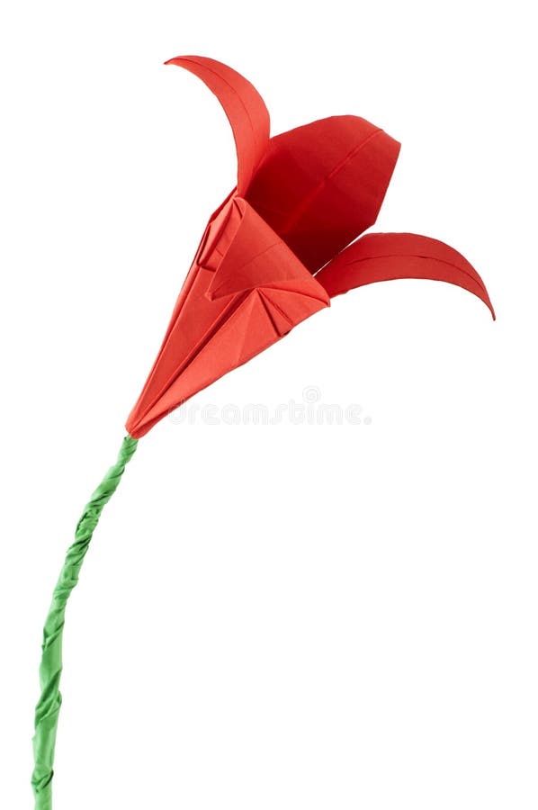 Origami λευκό λουλουδιών που απομονώνεται κόκκινο. στοκ εικόνες Origami λευκό λουλουδιών που απομονώνεται κόκκινο. στοκ εικόνες