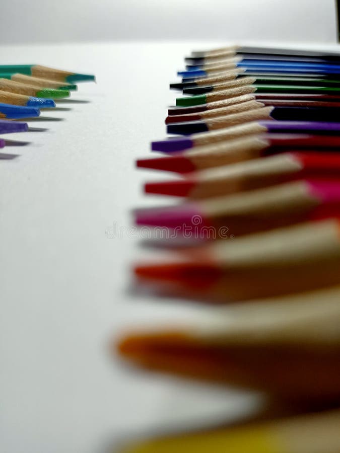 18 Original Color Pencil and Some of Pastel Color Stock Photo Image