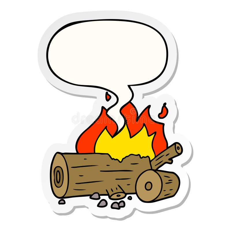 A creative cartoon camp fire and speech bubble sticker