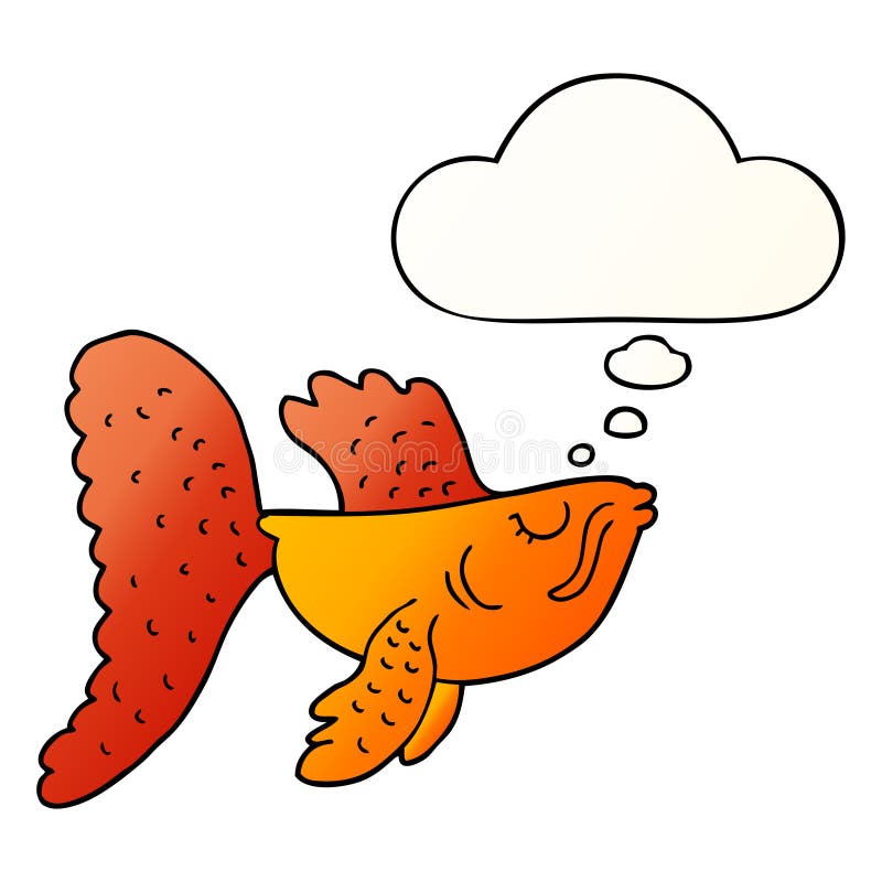 A Creative Cartoon Chinese Fighting Fish and Thought Bubble in Smooth