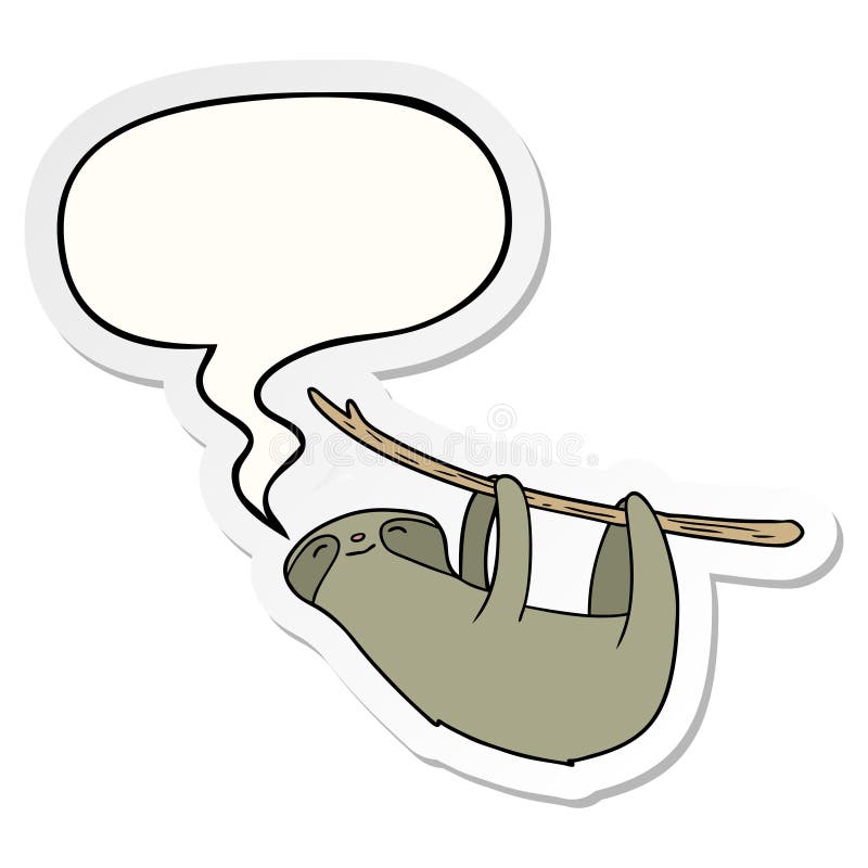 A creative cartoon sloth and speech bubble sticker