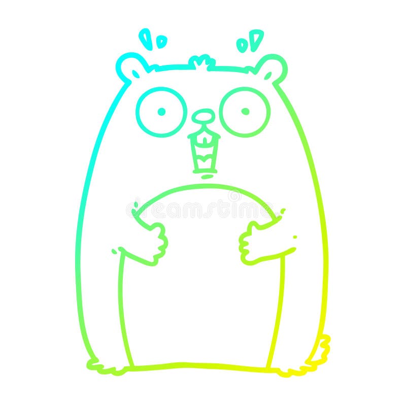 A creative cold gradient line drawing cartoon shocked ground hog