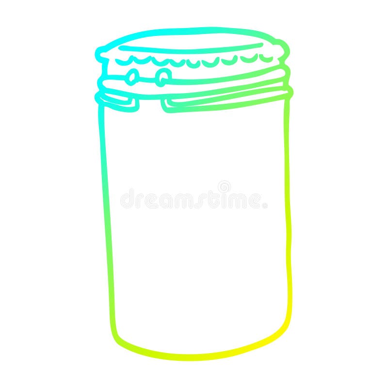 A creative cold gradient line drawing cartoon storage jar