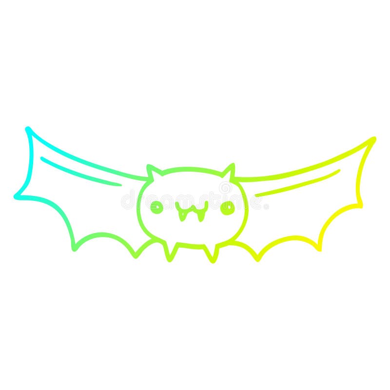 A creative cold gradient line drawing cartoon vampire bat