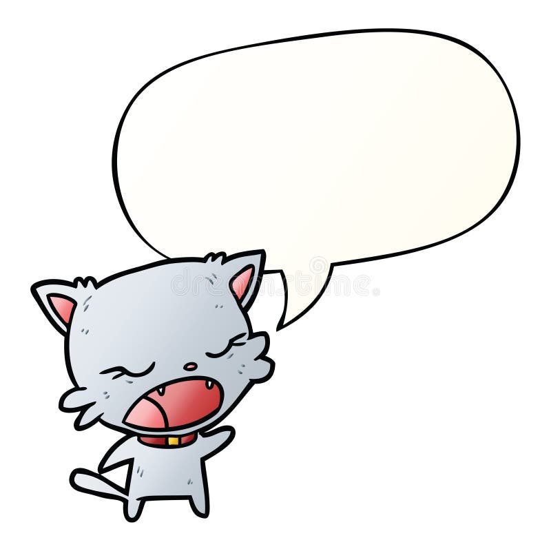 A Creative Cute Cartoon Cat Talking and Speech Bubble in Smooth