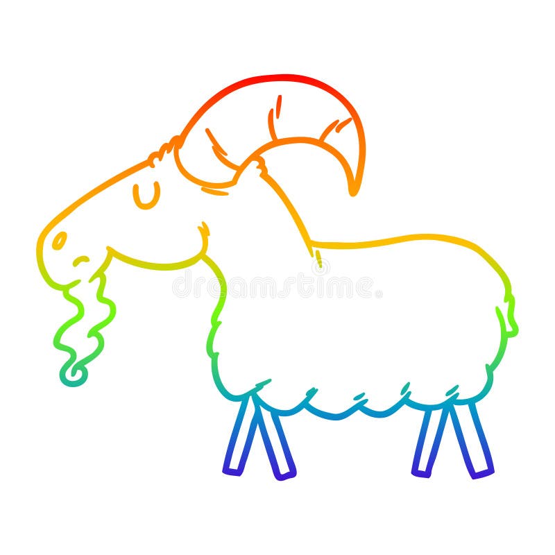 Goat Animals Farm Cute Cartoon Rainbow Line Gradient Spectrum Drawing Illustration Retro Doodle Freehand Free Hand Drawn Quirky Art Artwork Funny Character Stock Illustrations 3 Goat Animals Farm Cute Cartoon Rainbow