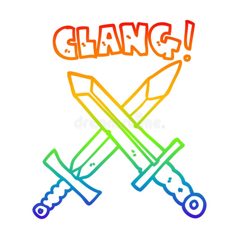 Clang Sword Fight War Cute Cartoon Rainbow Line Gradient Spectrum Drawing  Illustration Retro Doodle Freehand Free Hand Drawn Quirky Art Artwork Funny  Character Stock Illustrations – 2 Clang Sword Fight War Cute