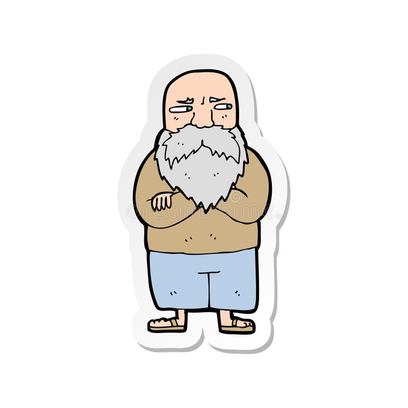 A creative sticker of a cartoon old man