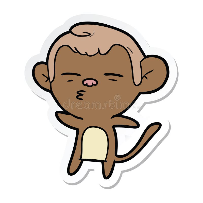 A Creative Sticker of a Cartoon Suspicious Monkey Stock Vector ...