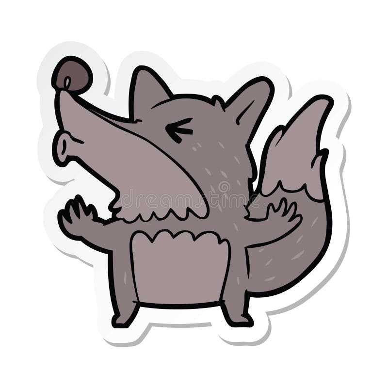 A creative sticker of a cartoon werewolf howling. 