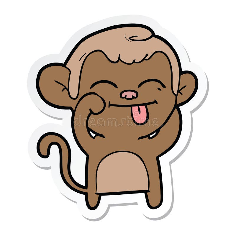 A Creative Sticker of a Funny Cartoon Monkey Stock Vector