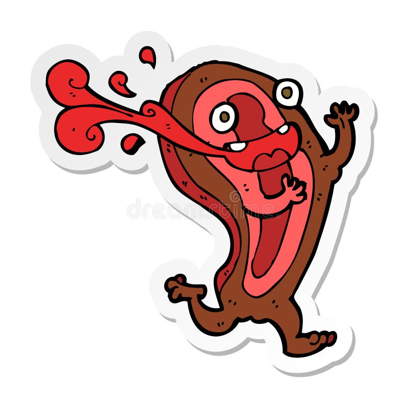 A Creative Sticker of a Rare Steak Cartoon Character Stock Vector ...