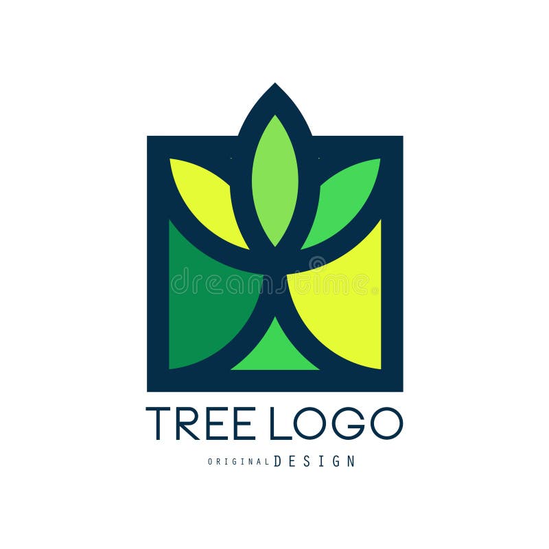 Original- design för trädlogo, bio emblem för grön eco, abstrakt organisk beståndsdelvektorillustration royaltyfri illustrationer