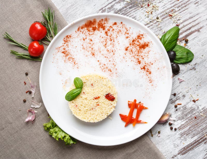 An Original Dish with Decorations on a Light Background Stock Image