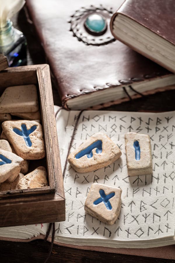 Original Fortune Teller from Rune Stones Based on Antique Scrolls Stock