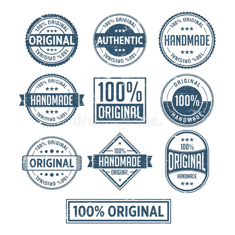 100 Original Handmade Authentic Label Badge vector