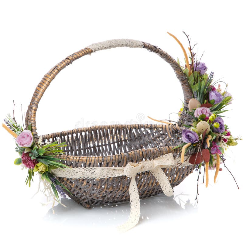Original and Interesting Easter Wicker Basket with Provence Floral