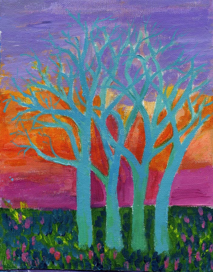 Original Painting, Trees and Sky