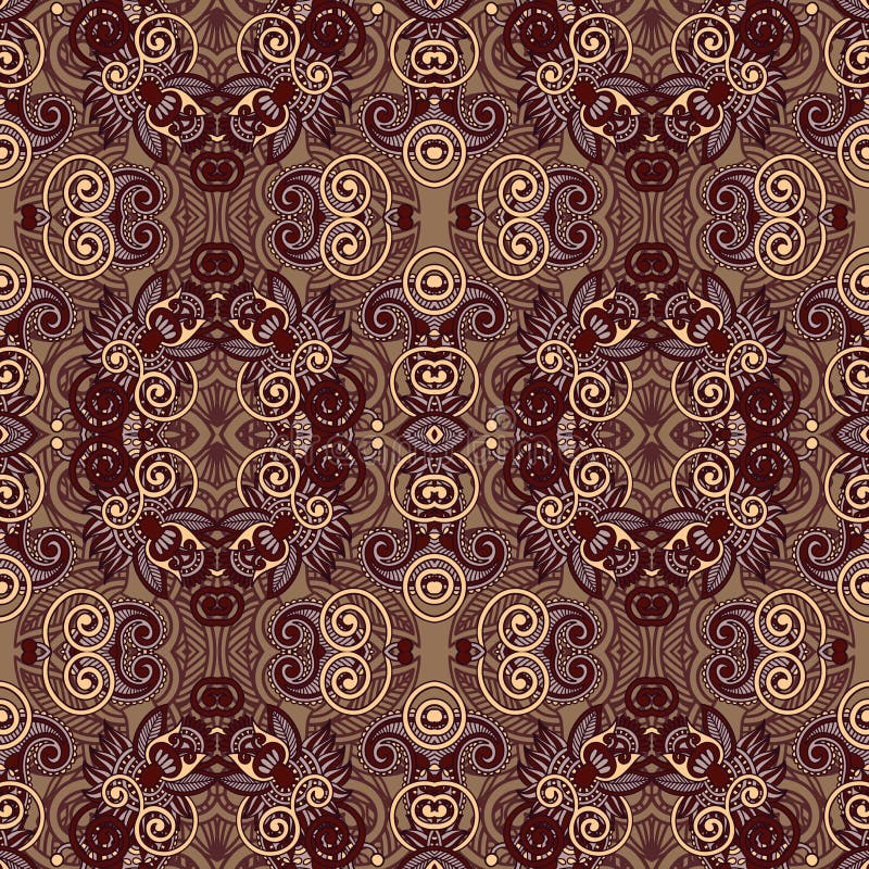 Original- retro paisley sömlös modell stock illustrationer Original- retro paisley sömlös modell stock illustrationer