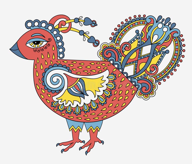 Original- retro tecknad filmhönateckning, symbol av 2017 nya år stock illustrationer Original- retro tecknad filmhönateckning, symbol av 2017 nya år stock illustrationer