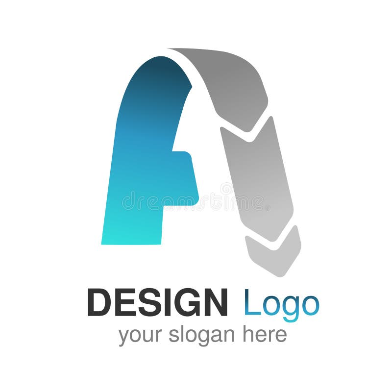 Original- stilsortsalfabet Märka A, den företags logodesignen, symbolen för blåa grå färger för papper, origami vektor illustrationer