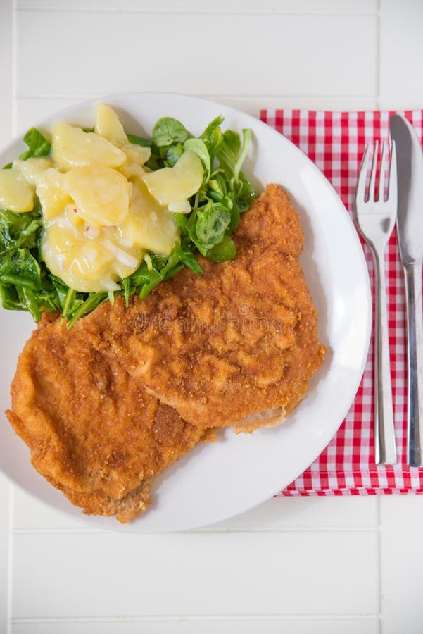 Original Wiener Schnitzel stock image. Image of fork - 42887377