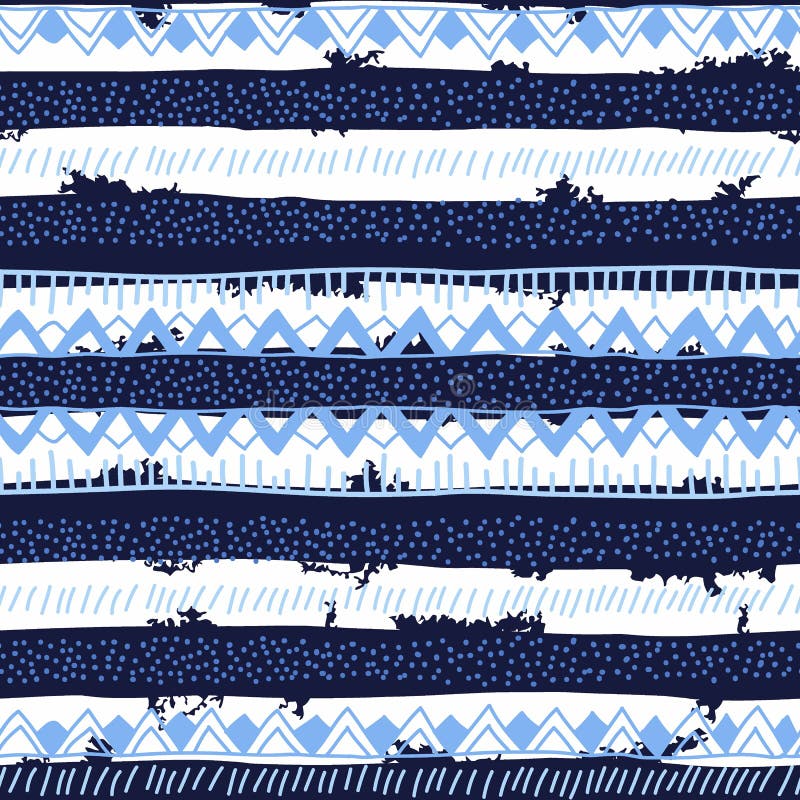 Origine ethnique lumineuse sans couture dans les rayures noires, bleues et blanches illustration libre de droits Origine ethnique lumineuse sans couture dans les rayures noires, bleues et blanches illustration libre de droits