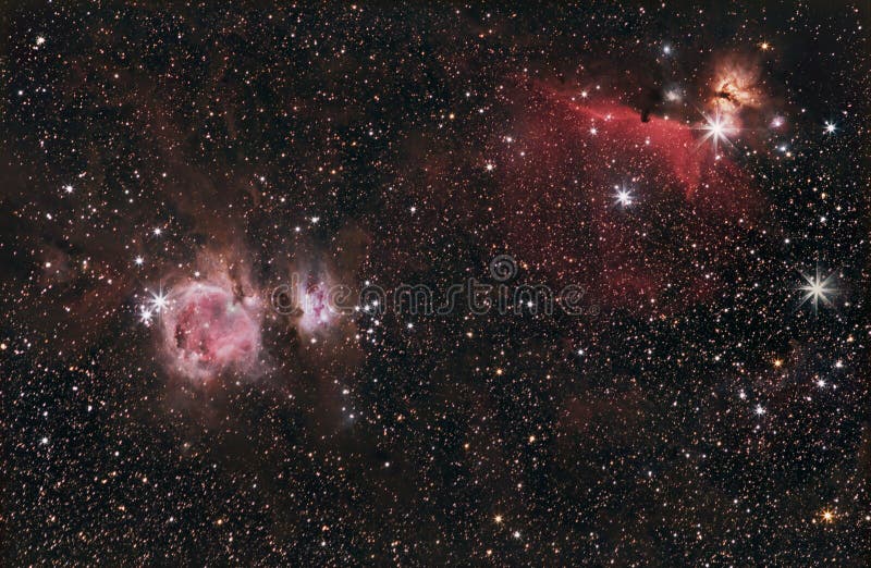 Orion, HorseHead & nebulosa da chama foto de stock Orion, HorseHead & nebulosa da chama foto de stock