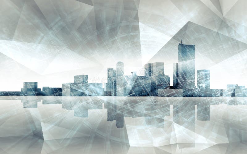 Orizzonte astratto di paesaggio urbano 3 tonificati blu d rendono royalty illustrazione gratis Orizzonte astratto di paesaggio urbano 3 tonificati blu d rendono royalty illustrazione gratis