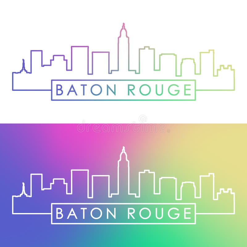 Orizzonte della città di Baton Rouge Stile lineare variopinto royalty illustrazione gratis
