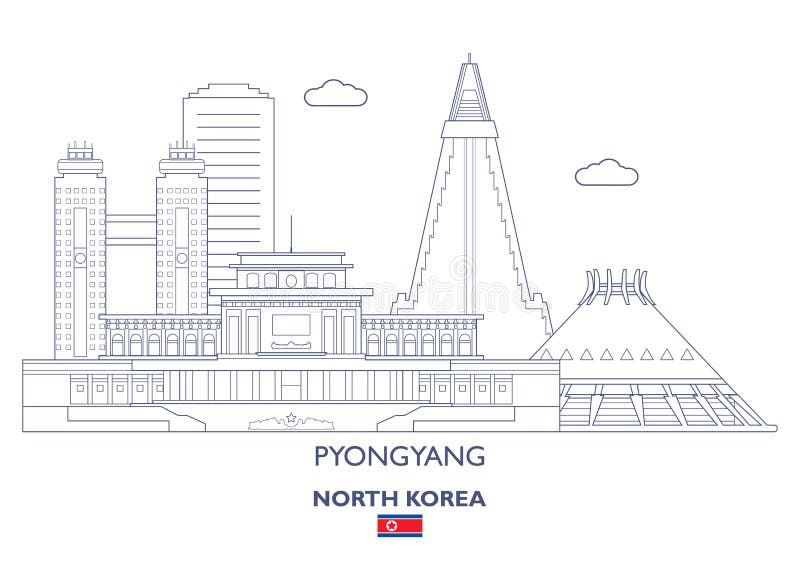 Orizzonte della città di Pyongyang, Corea del Nord royalty illustrazione gratis