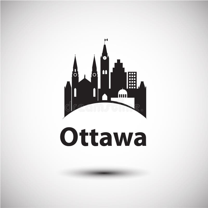 Orizzonte della città di vettore con i punti di riferimento Ottawa Ontario Canada illustrazione di stock Orizzonte della città di vettore con i punti di riferimento Ottawa Ontario Canada illustrazione di stock